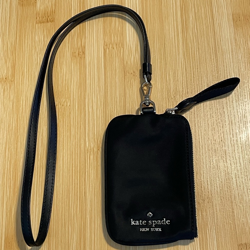 Kate Spade black chelsea card case lanyard